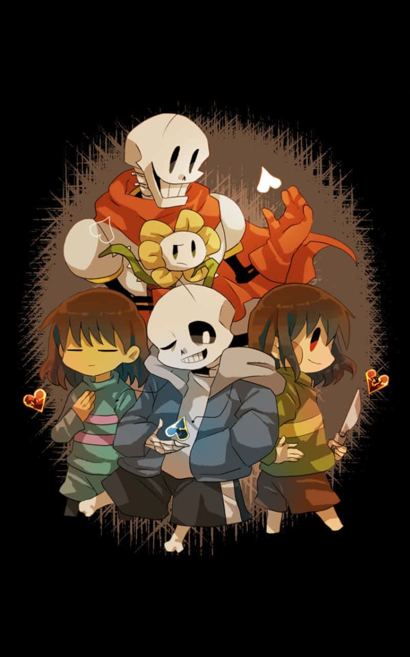 Undertale Frisk Characters Black Wallpaper