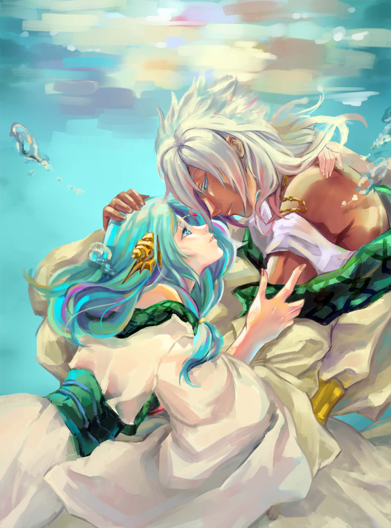 Underwater Embrace_ Anime Art Wallpaper