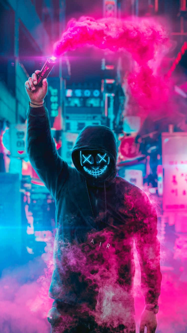 “unlock Your Creative Potential With A Neon Mask” Wallpaper