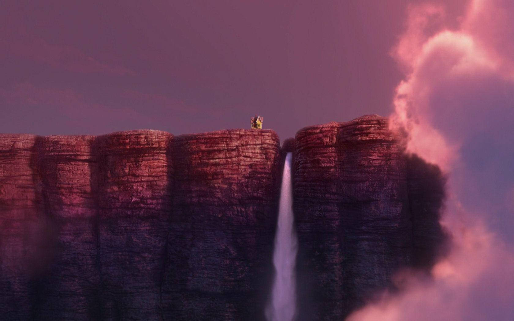 Up Paradise Falls Pink Clouds Wallpaper