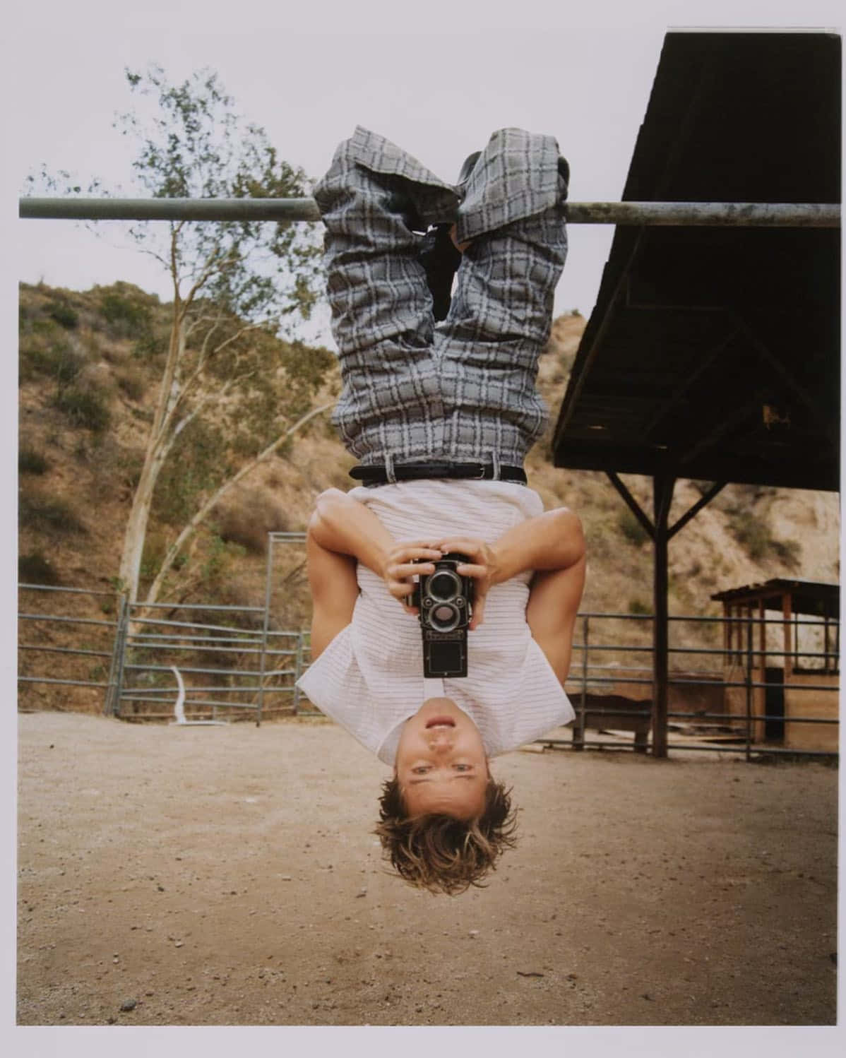 Upside Down Photographer Outdoor Setting Wallpaper