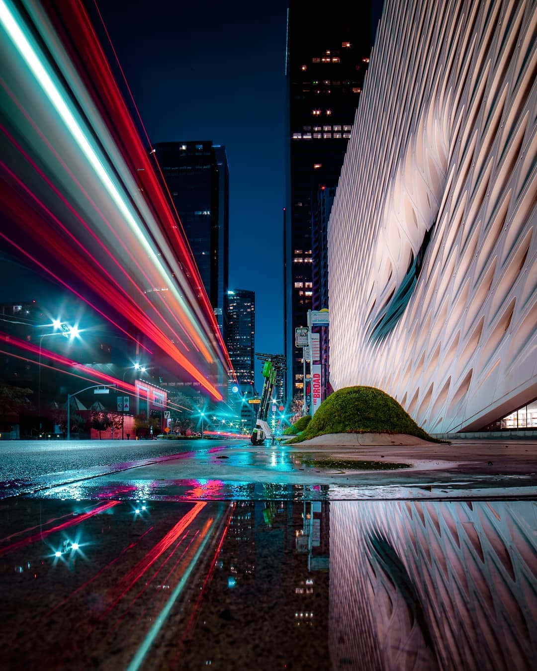 Urban Night Lights Reflection The Broad Wallpaper