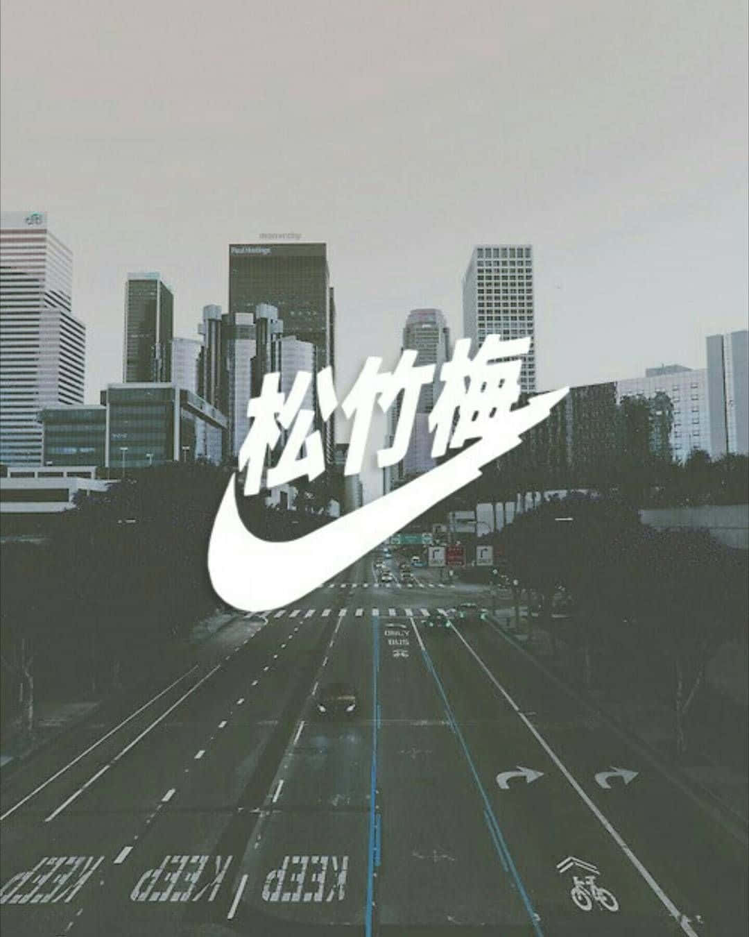 Urban Nike Aestheticwith Swoosh Overlay Wallpaper