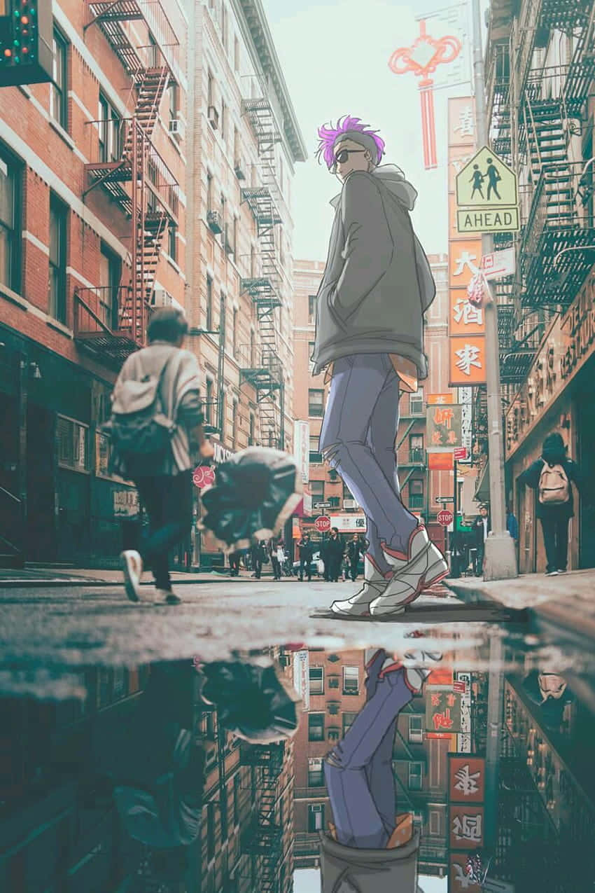 Urban Reflection Anime Style Wallpaper