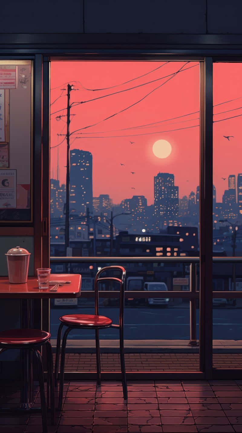 Urban Sunset Diner Aesthetic.jpg Wallpaper