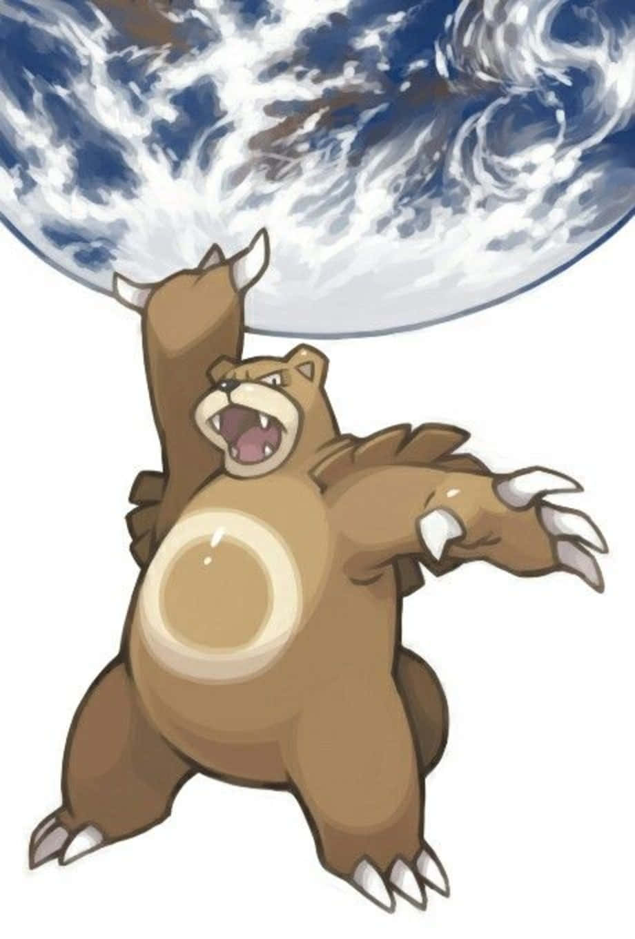 Ursaring Holding Earth Phone Wallpaper