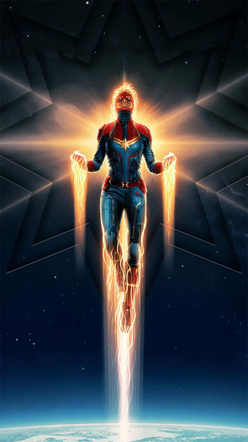 Using An Ipad To Control The Power Of Captain Marvel Wallpaper