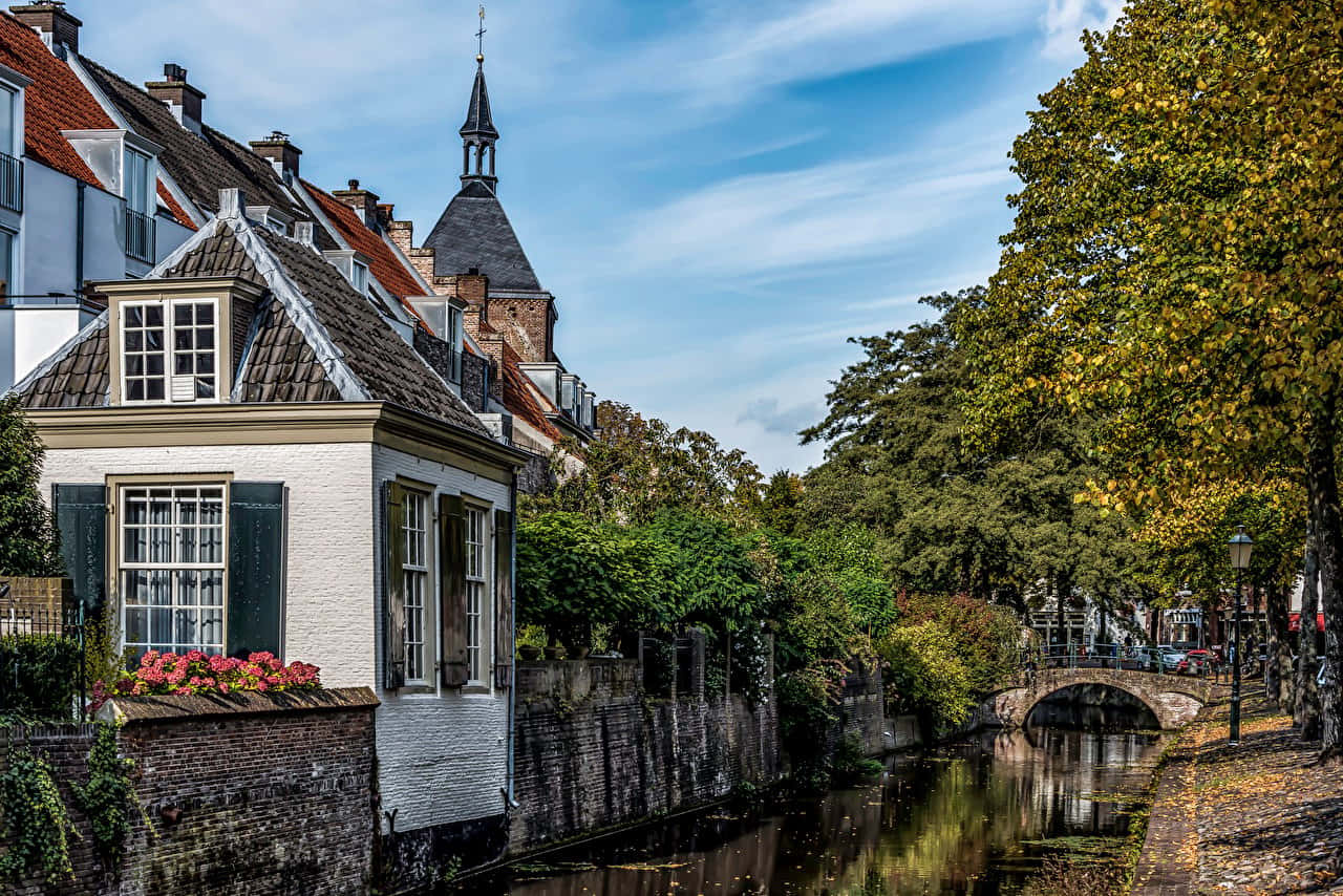 Utrecht Canal Autumn Scenery Wallpaper