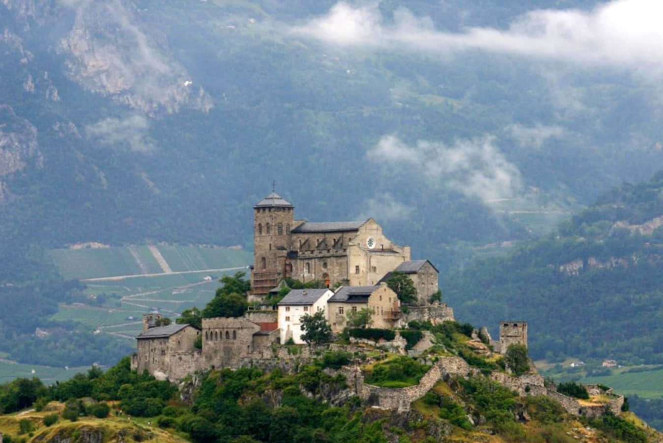 Valere Basilique Castle Sion Switzerland Wallpaper