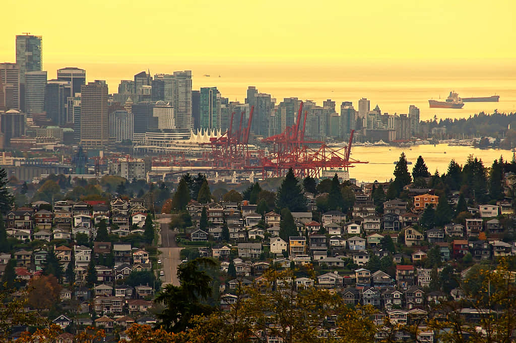 Vancouver Skyline Dusk View Wallpaper