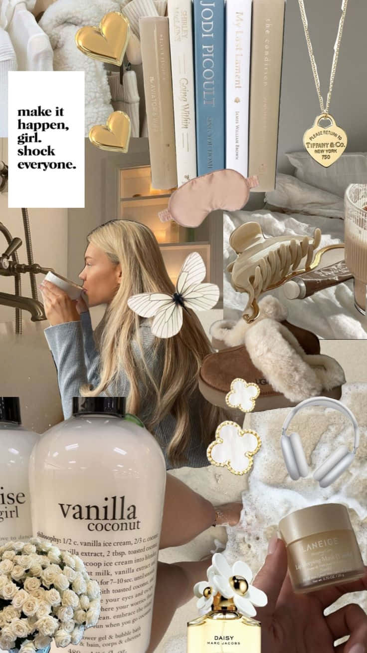 Vanilla Girl Aesthetic Collage Wallpaper