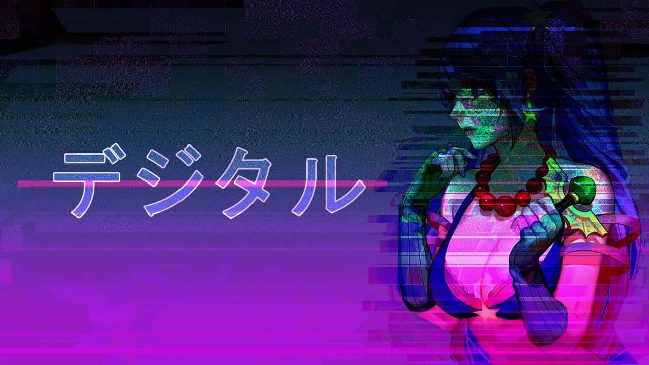 Vaporwave Alluring Anime Lady Wallpaper