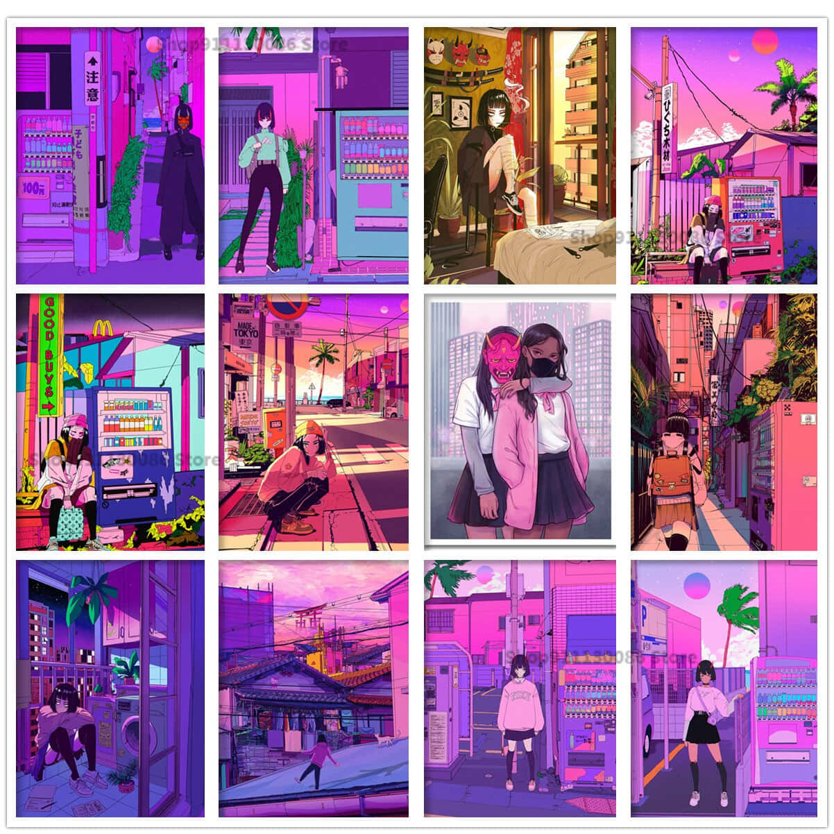 Vaporwave Anime Photo Collection Wallpaper