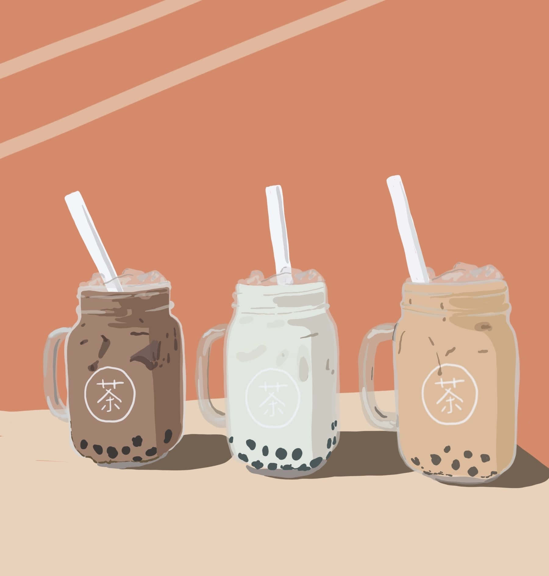 Variety Boba Tea Mason Jars Wallpaper