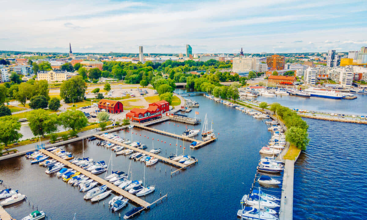 Vasteras Sweden Aerial View Marina Wallpaper