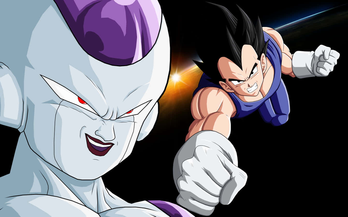 Vegeta And Frieza Face-off In An Epic Battle Wallpaper