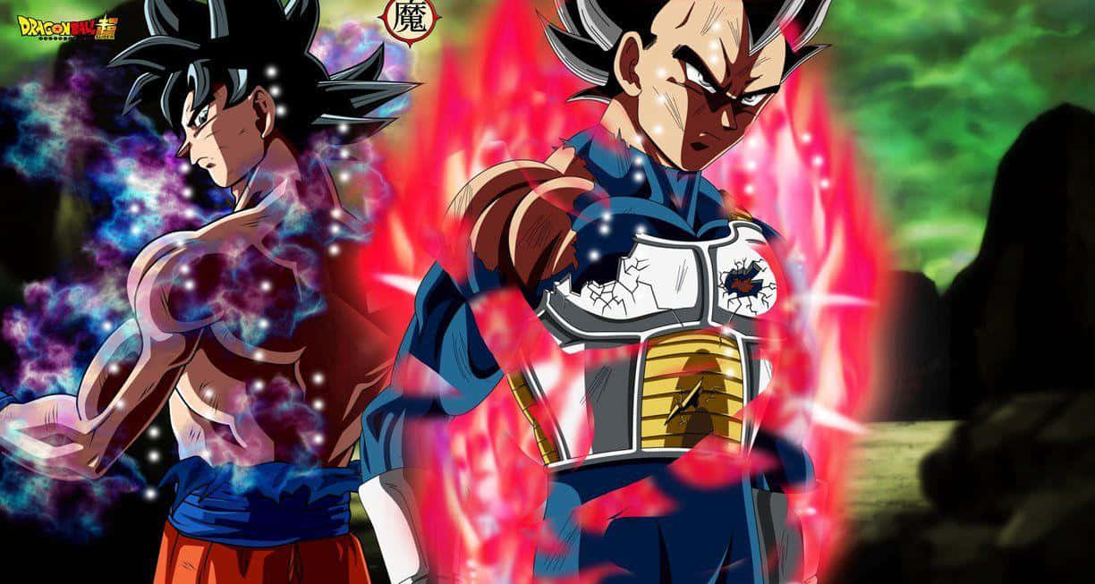 Vegeta And Goku: Rivals And Heroes In Action Wallpaper