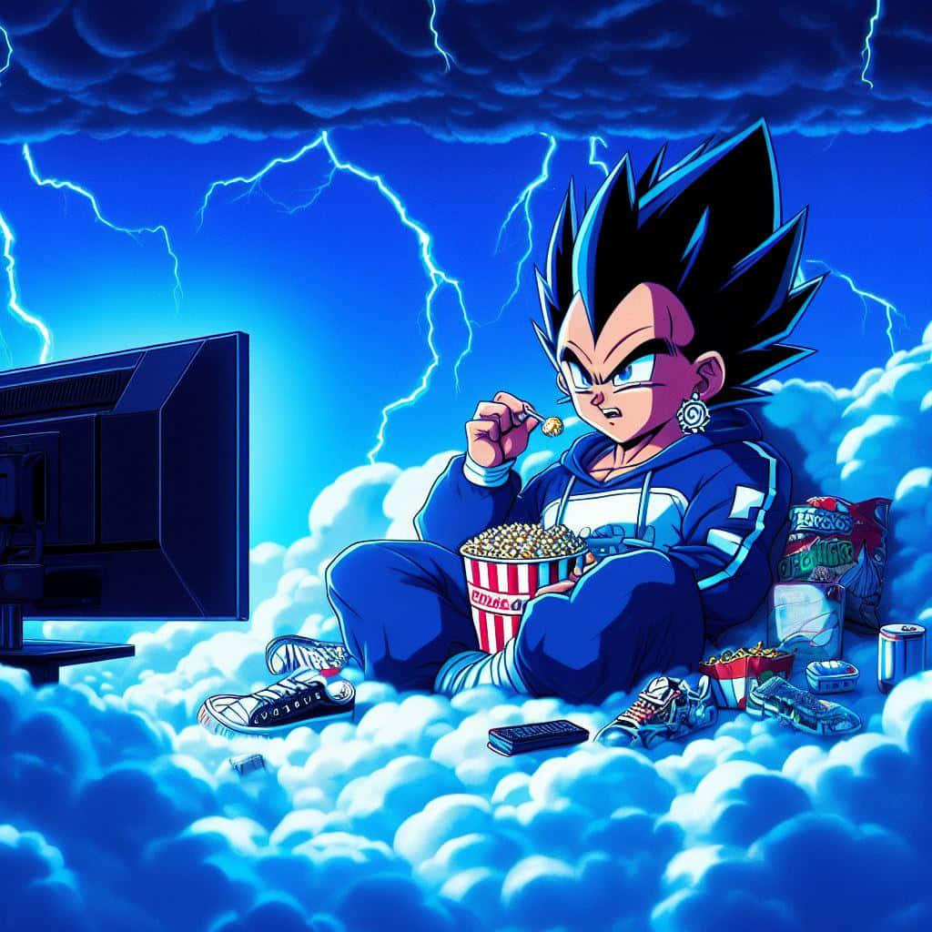 Vegeta Drip Meme Watching T V Wallpaper