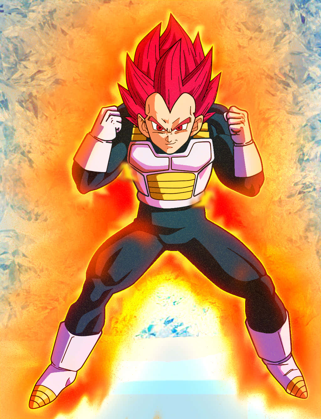 Vegeta In His Powerful Super Saiyan God Form Wallpaper