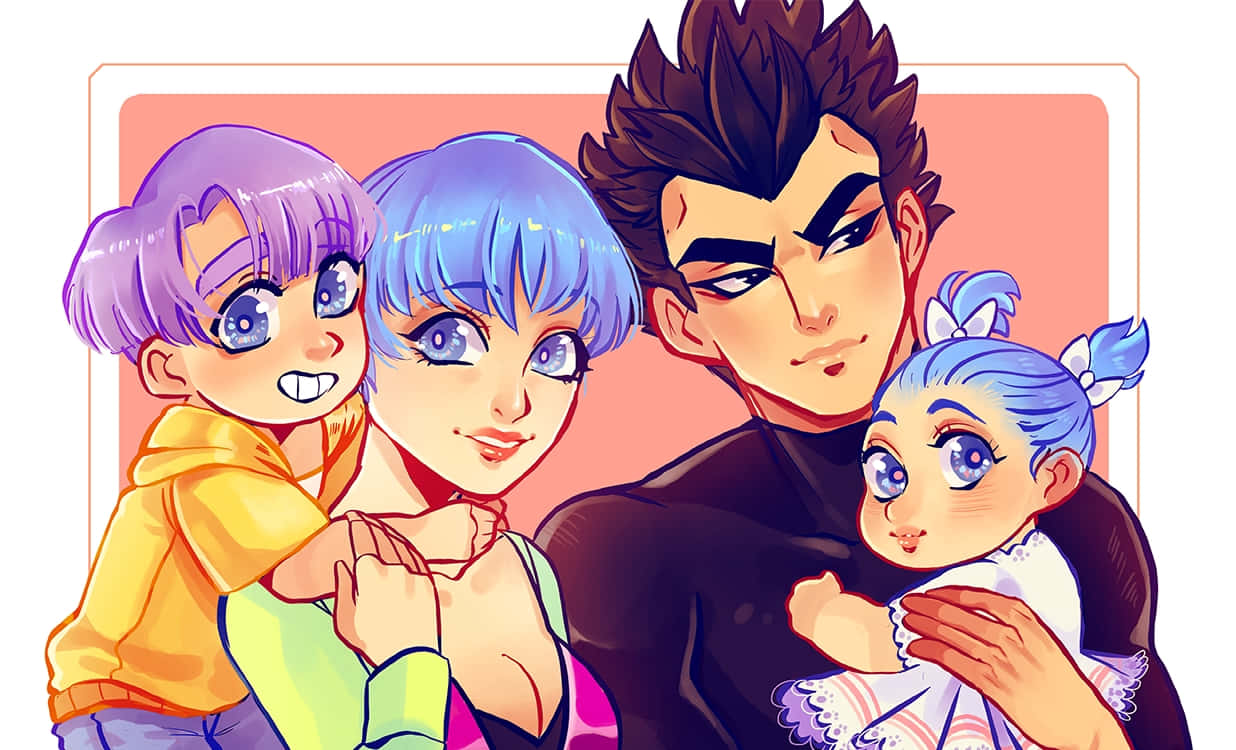 Vegeta's Family Portrait: Happiness And Power Combined Wallpaper