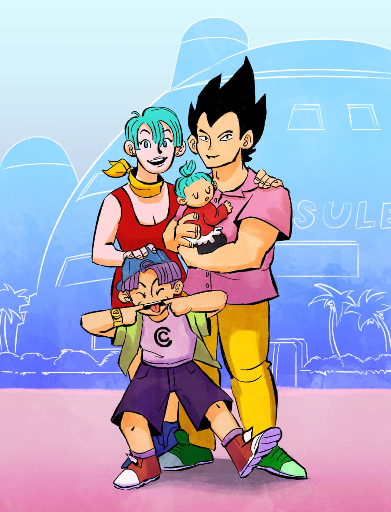 Vegeta's Family Portrait In Dragon Ball Z Wallpaper