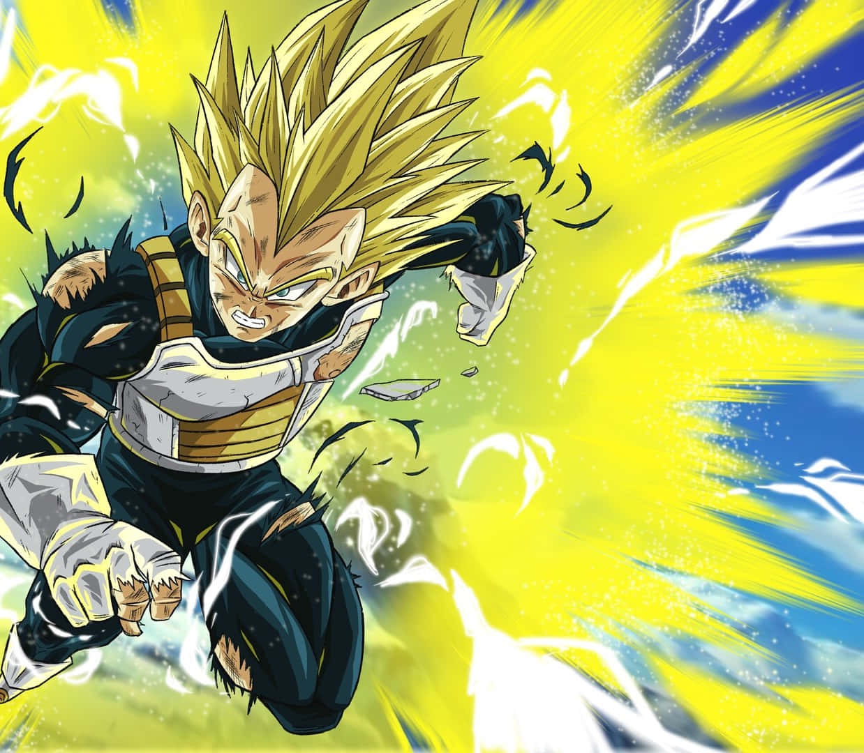 Vegeta Super Saiyan 2 Unleashing His Power Wallpaper