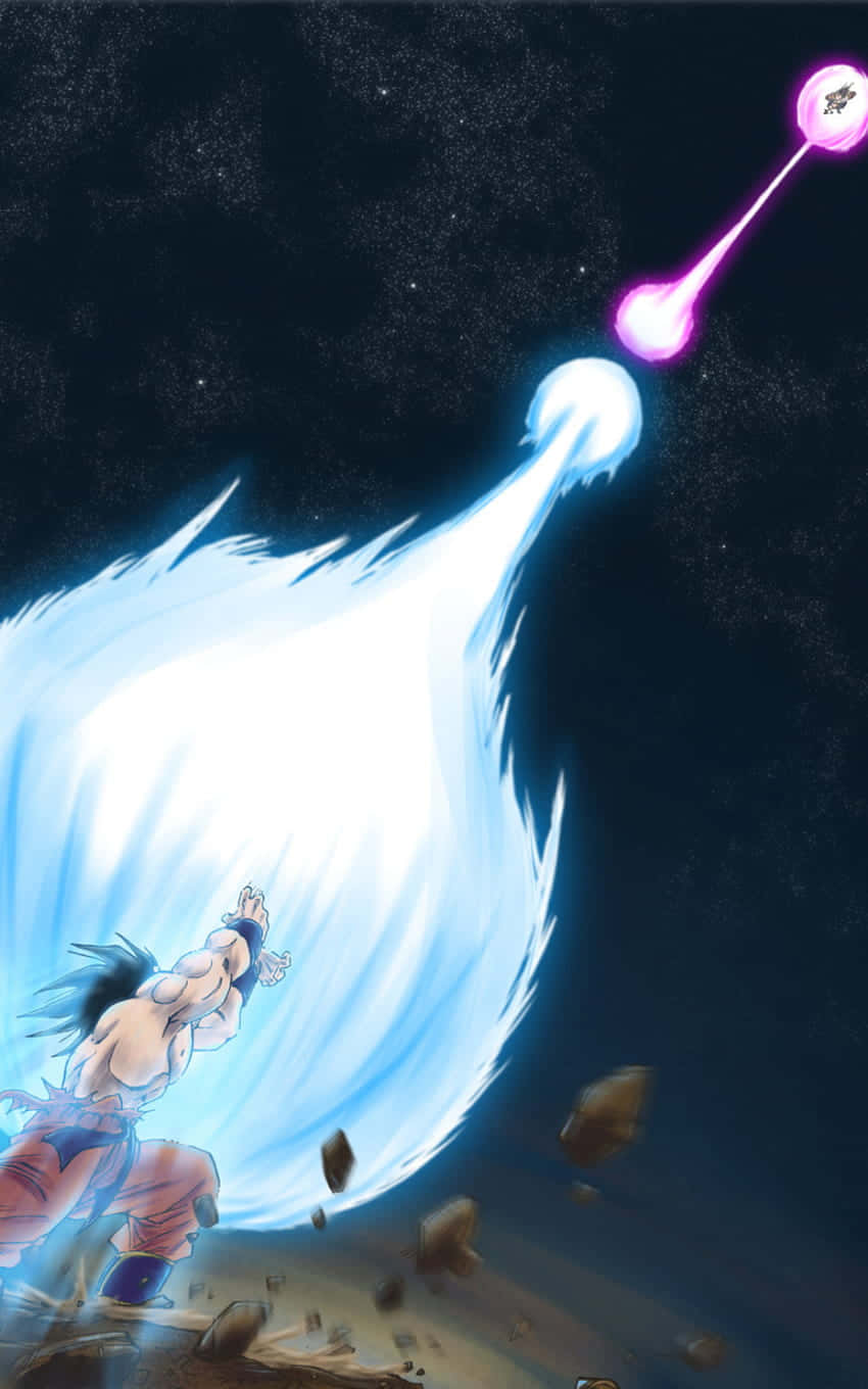 Vegeta Unleashing His Powerful Galick Gun Attack Wallpaper