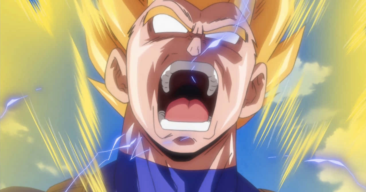 Vegeta Unleashing His Super Saiyan 2 Power In An Intense Battle Wallpaper