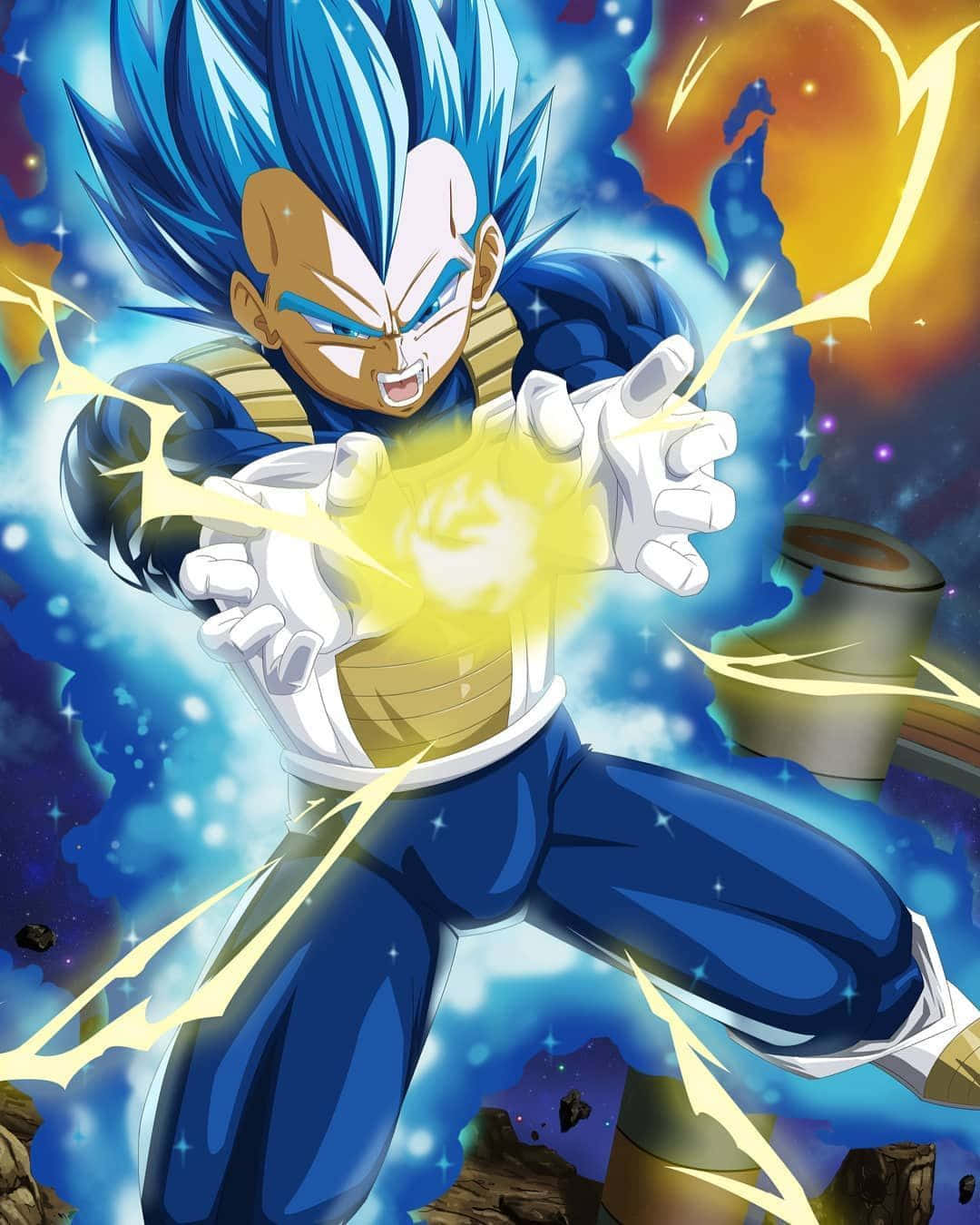 Vegeta Unleashing The Power Of Super Saiyan Blue Wallpaper