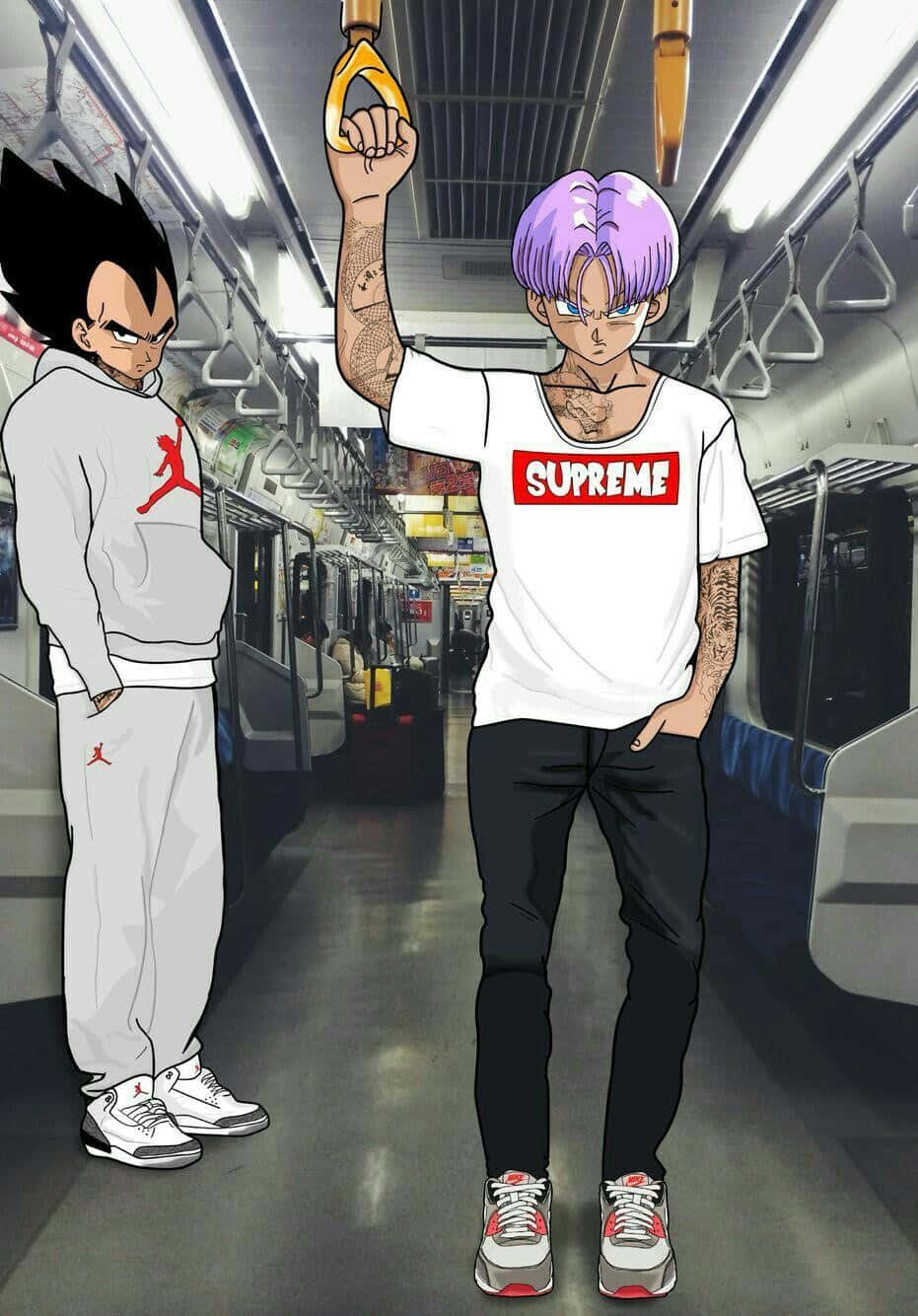 Vegetaand Trunks Streetwear Drip Wallpaper