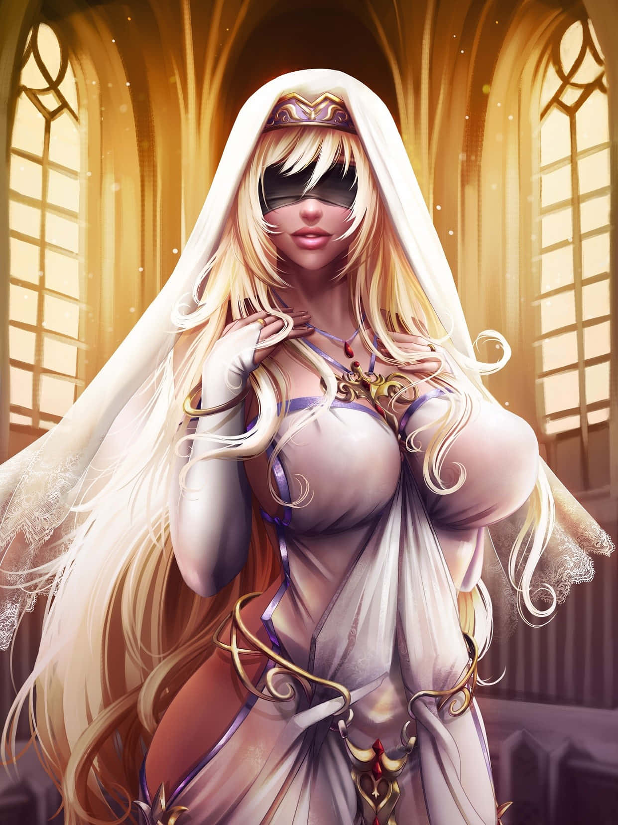 Veiled Blindfolded Fantasy Maiden Wallpaper