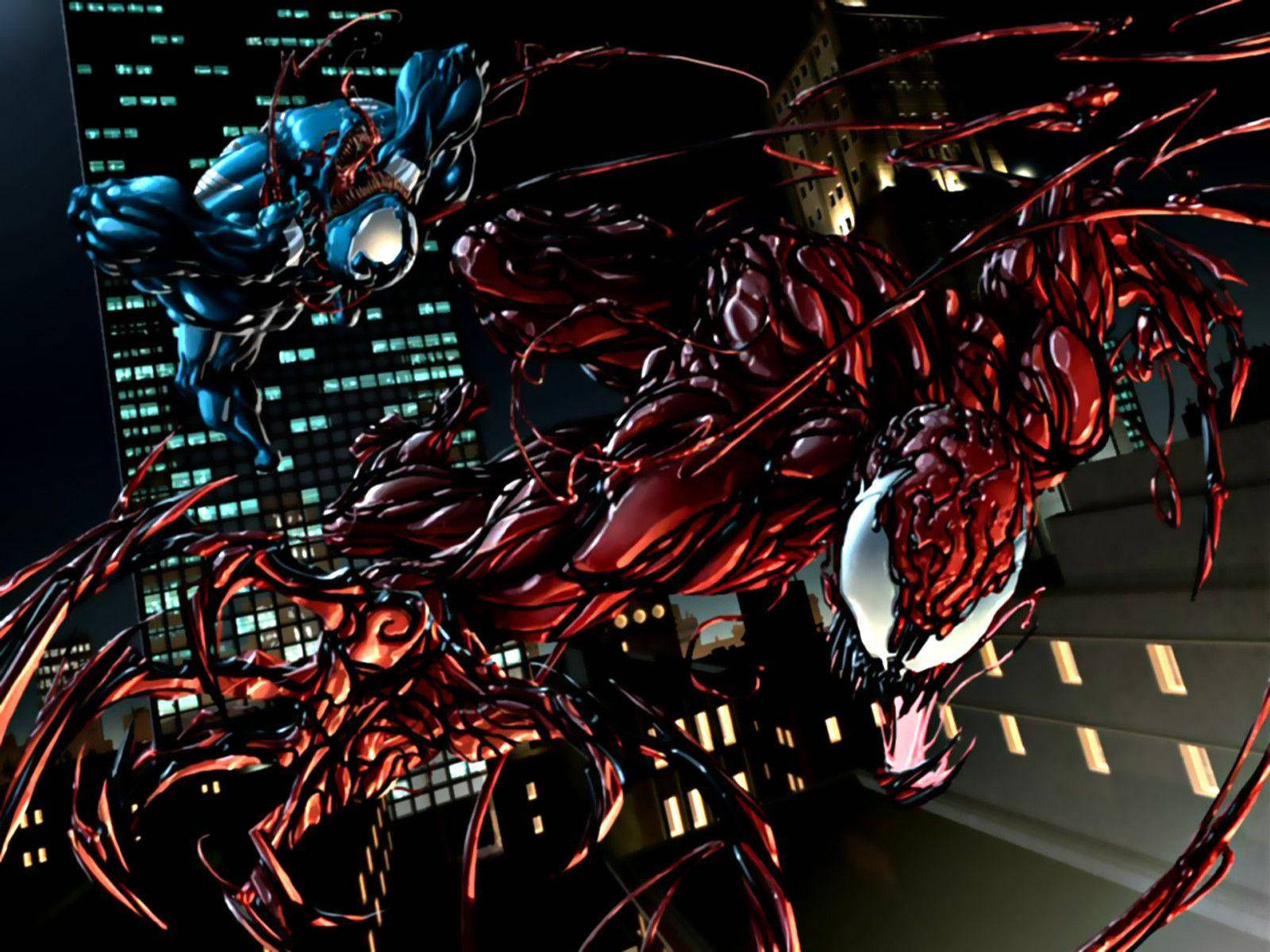 Venom And Carnage, Powerful Marvel Villains Wallpaper