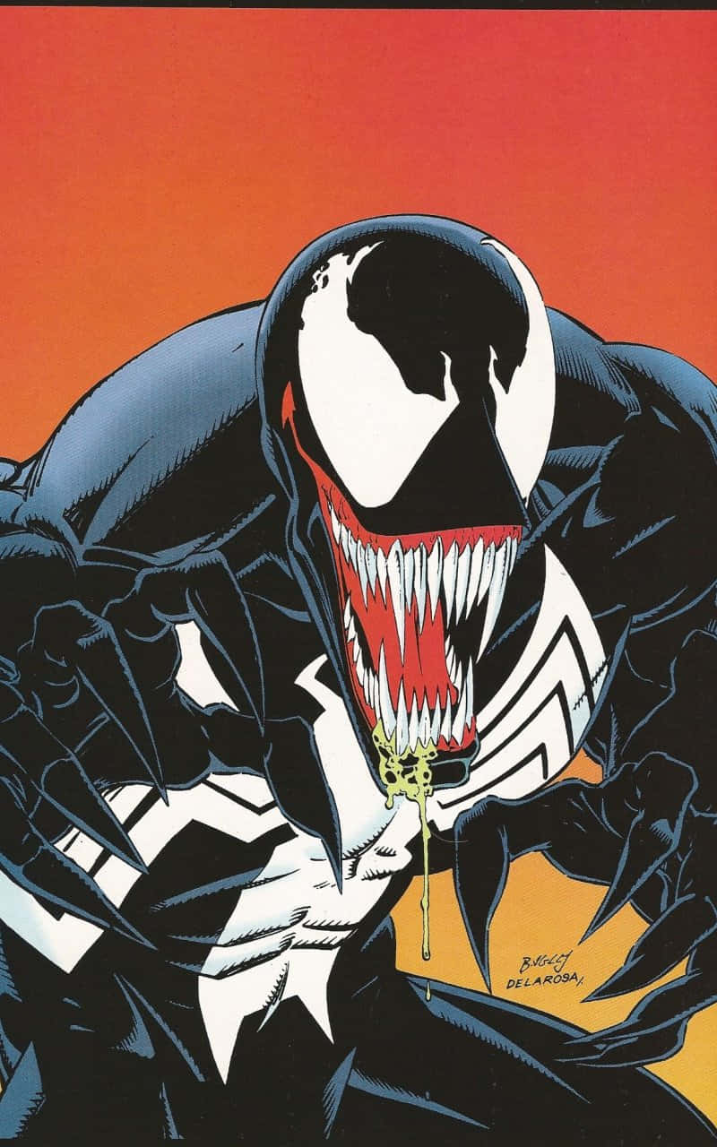 Venom Unleashed - Action-packed And Menacing Marvel Comics Artwork Wallpaper