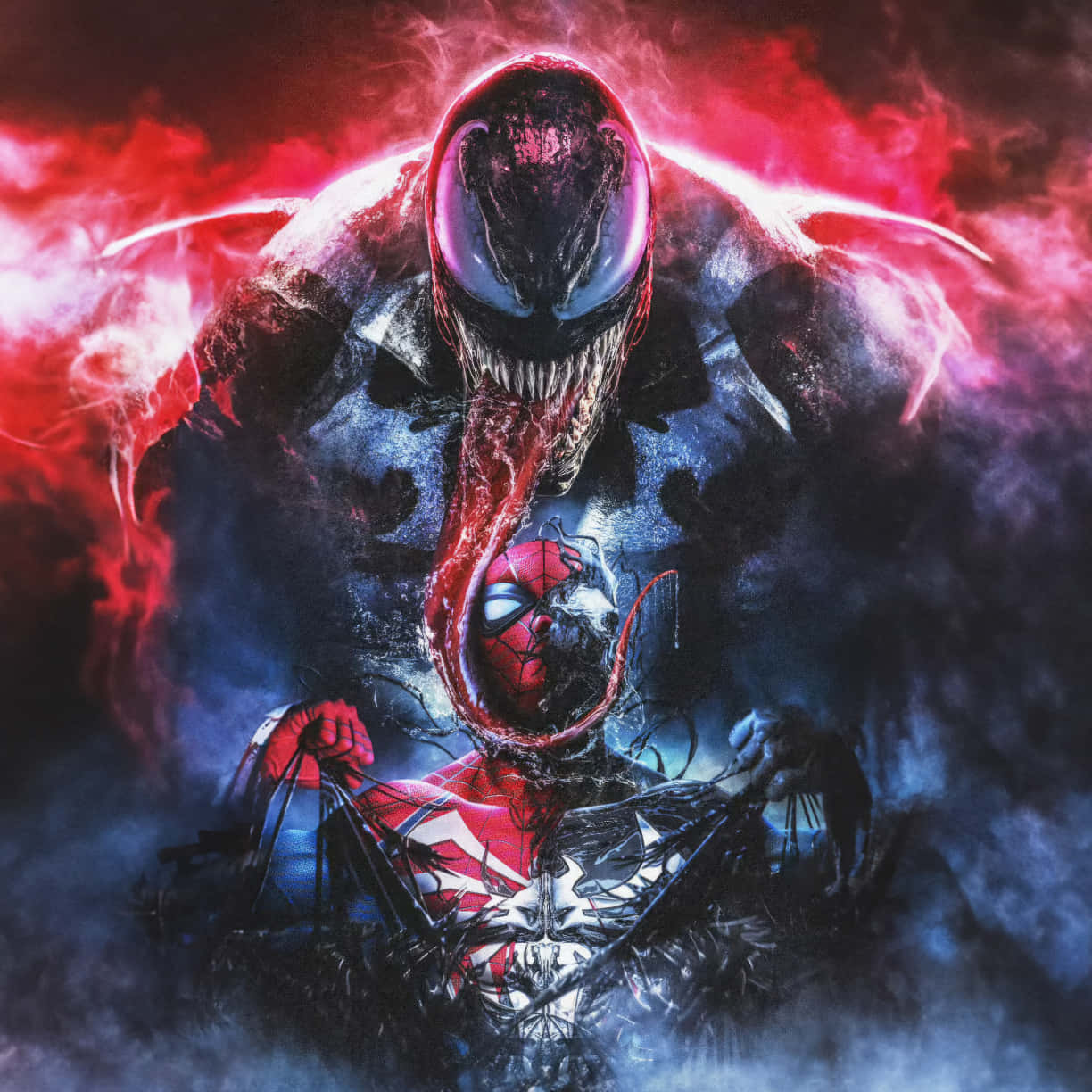 Venomand Spiderman Artwork Wallpaper