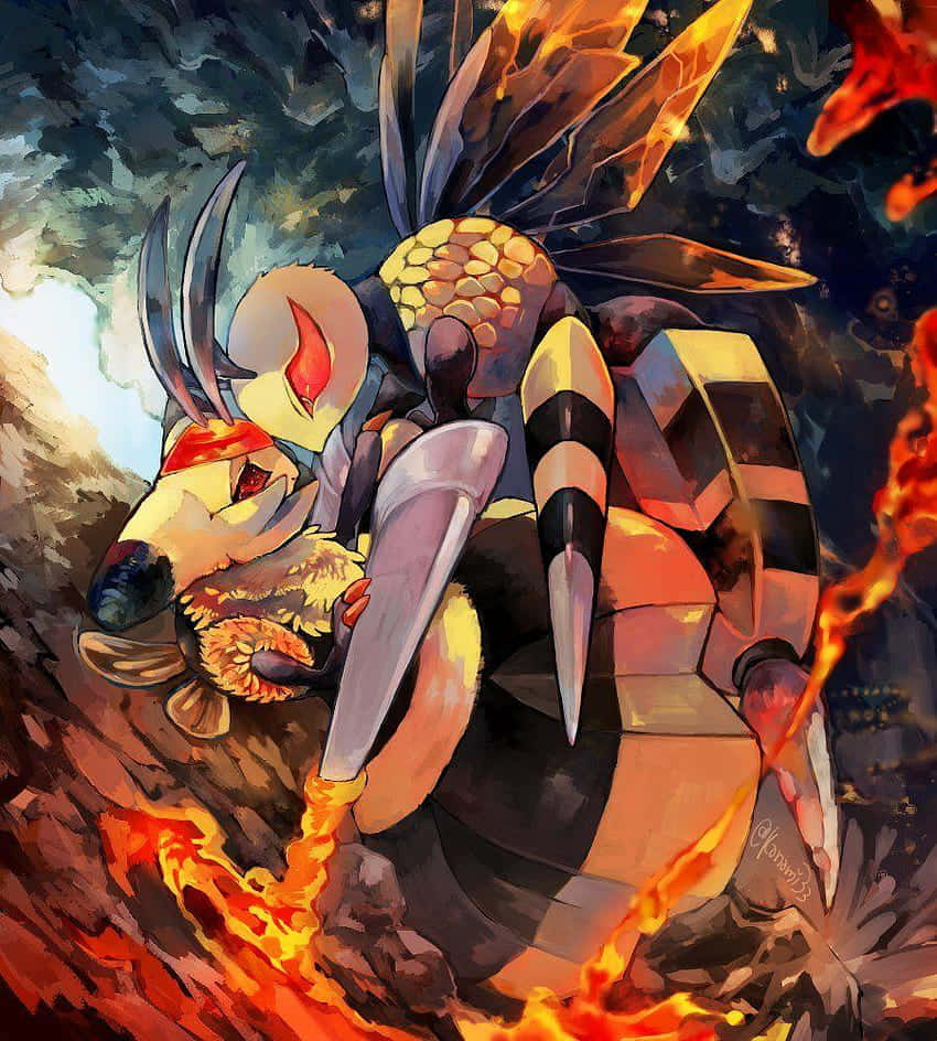 Vespiquen And Beedrill Hugging Wallpaper