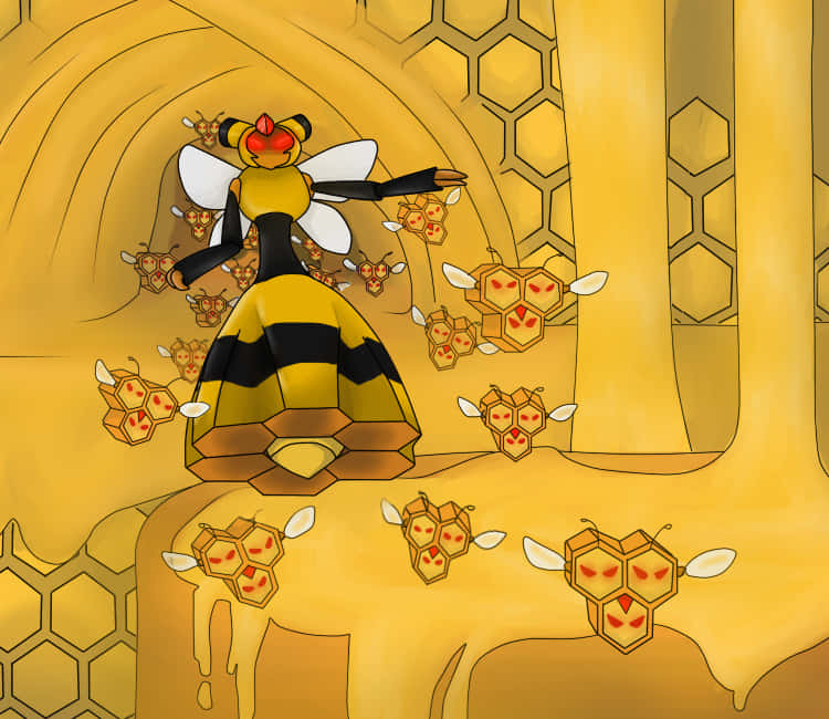 Vespiquen Ordering Combee To Attack Wallpaper