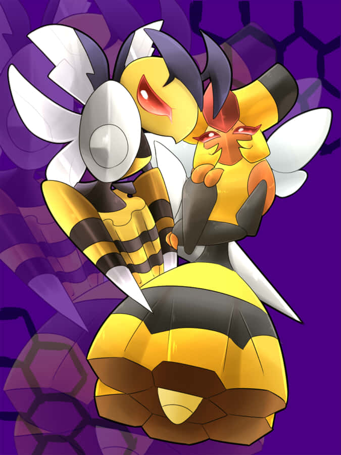 Vespiquen With Beedrill Purple Aesthetic Phone Wallpaper