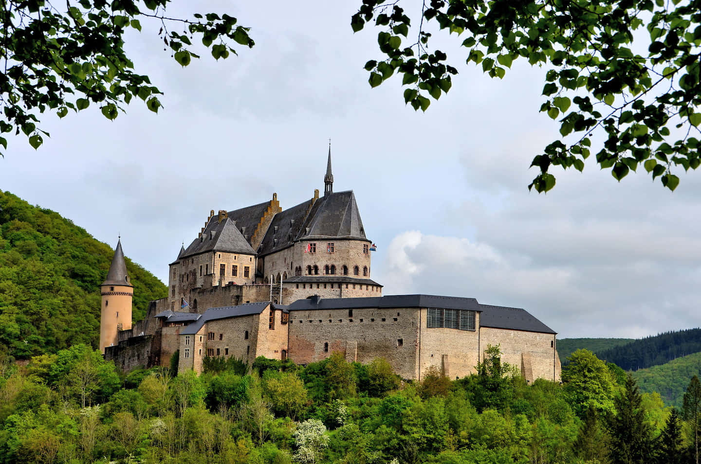 Vianden Castle Luxembourg Springtime Wallpaper