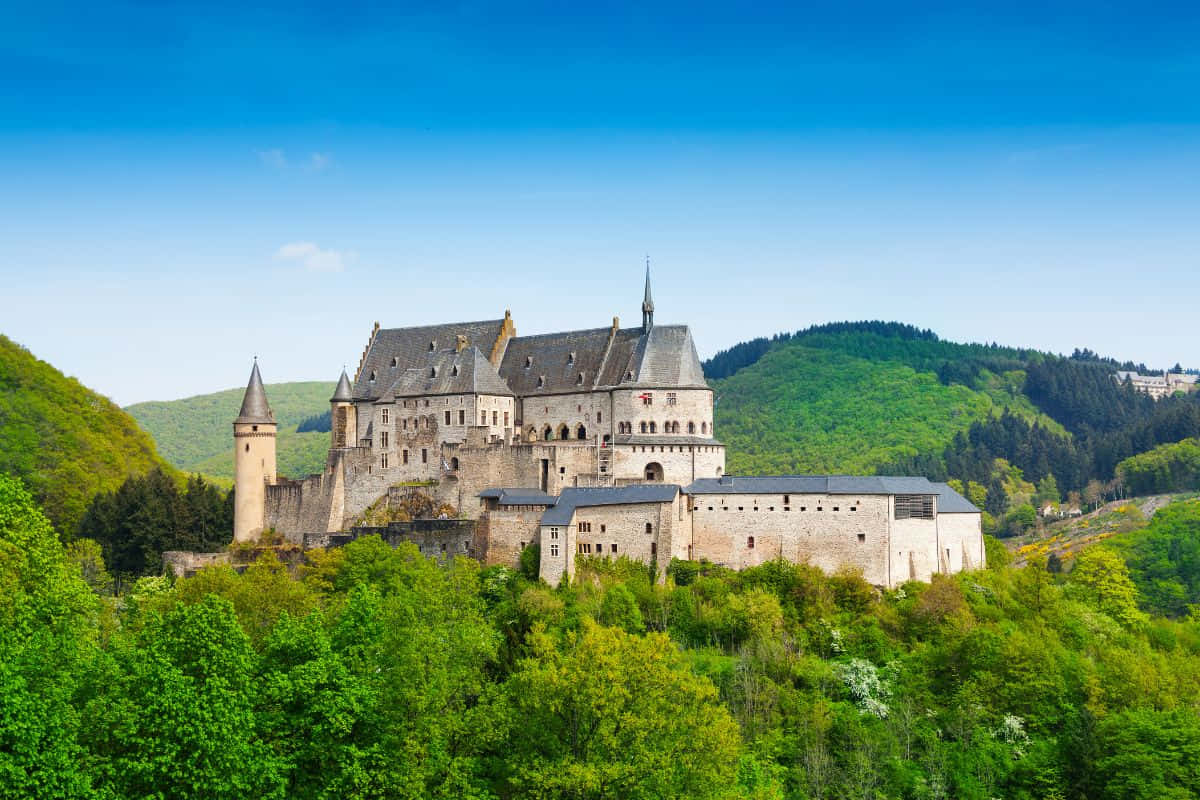 Vianden Castle Luxembourg Springtime Wallpaper