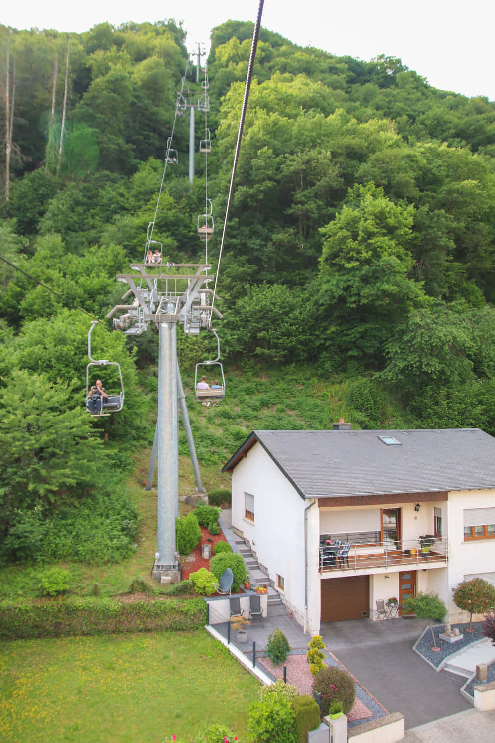 Vianden Chairlift Over Residential Area Wallpaper