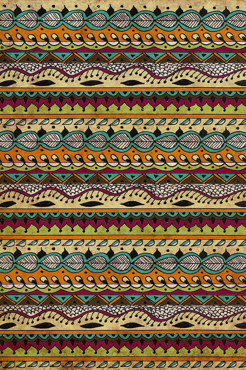 Vibrant Aztec Pattern Texture Wallpaper