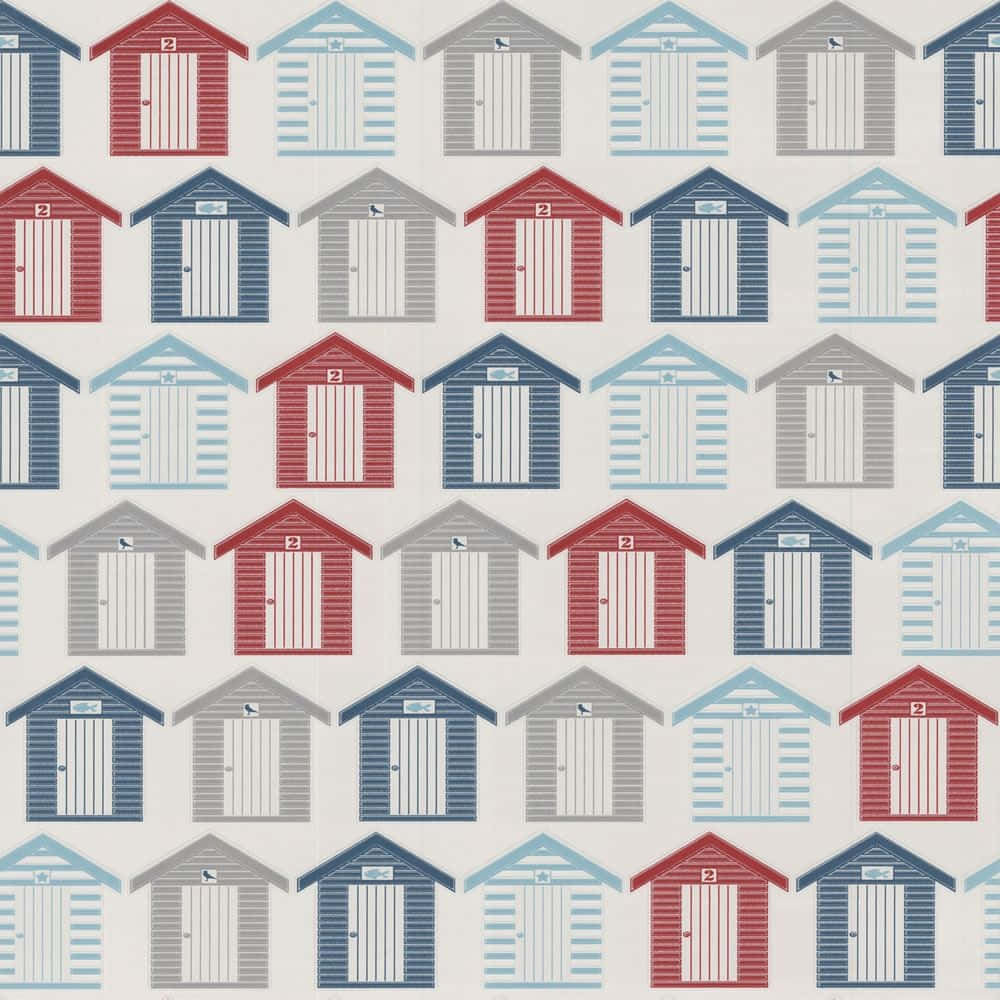 Vibrant Beach Huts On A Sunny Coastal Day Wallpaper