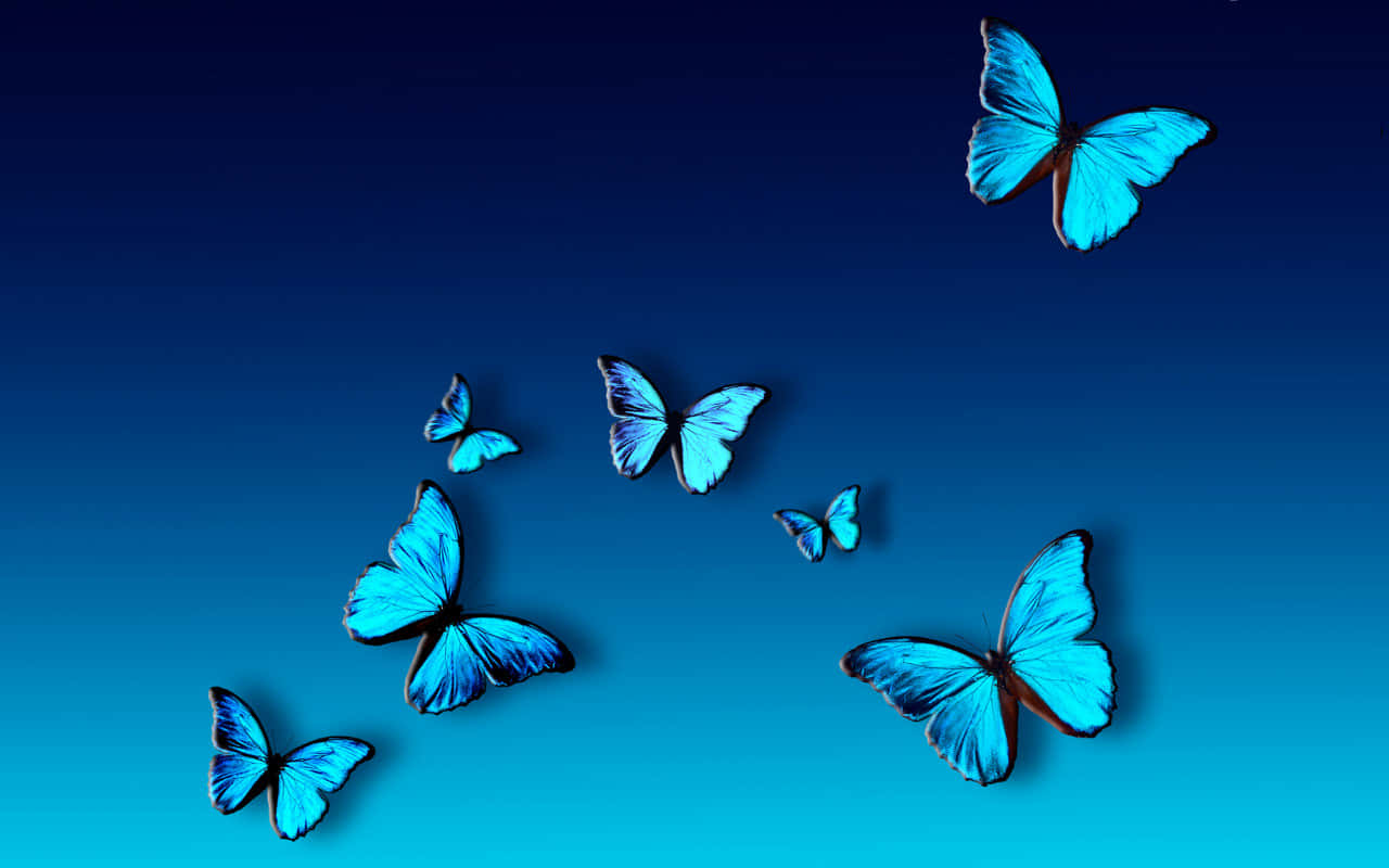 Vibrant_ Blue_ Butterflies_ Background Wallpaper