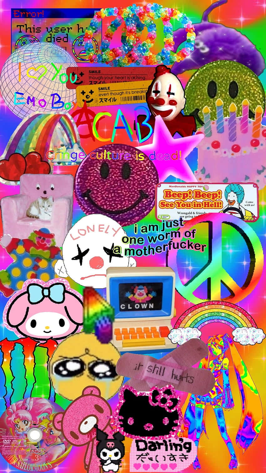 Vibrant Clown Aesthetic Collage Wallpaper