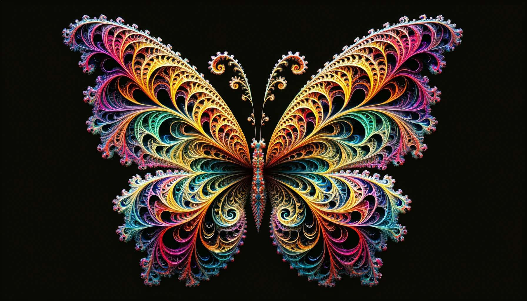 Vibrant Fractal Butterfly Art Wallpaper