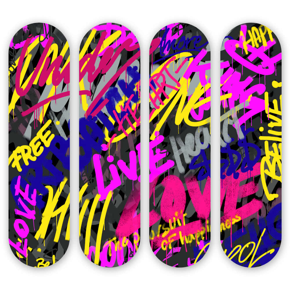 Vibrant Graffiti Skateboard Designs Wallpaper