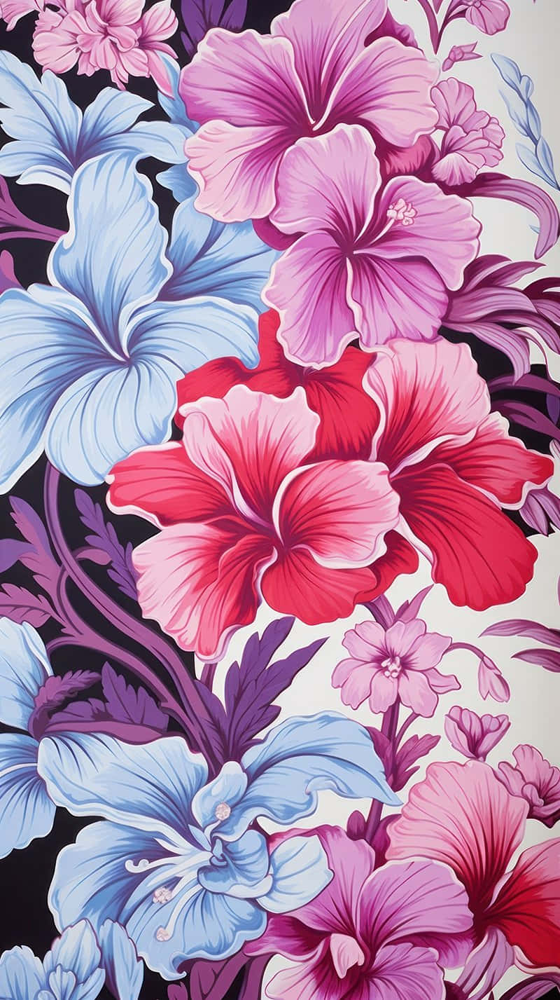 Vibrant_ Hawaiian_ Floral_ Pattern Wallpaper