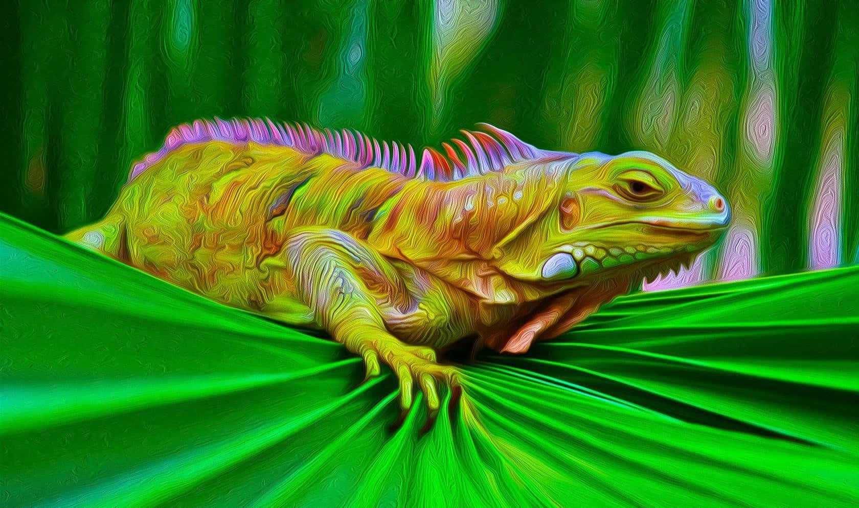 Vibrant Iguana Artwork Wallpaper