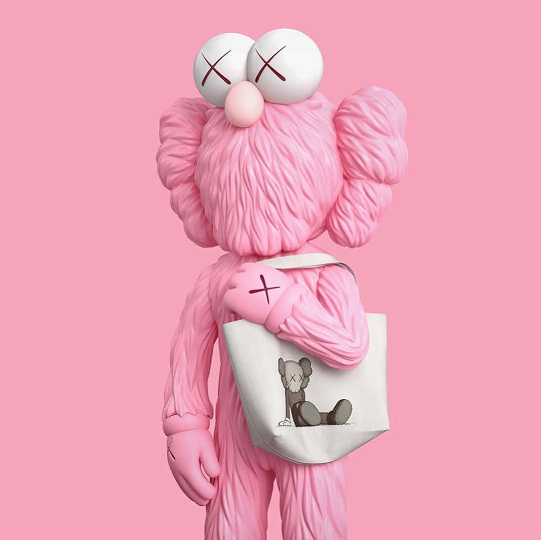 Vibrant Kaws Bff Pink Companion Artwork Wallpaper