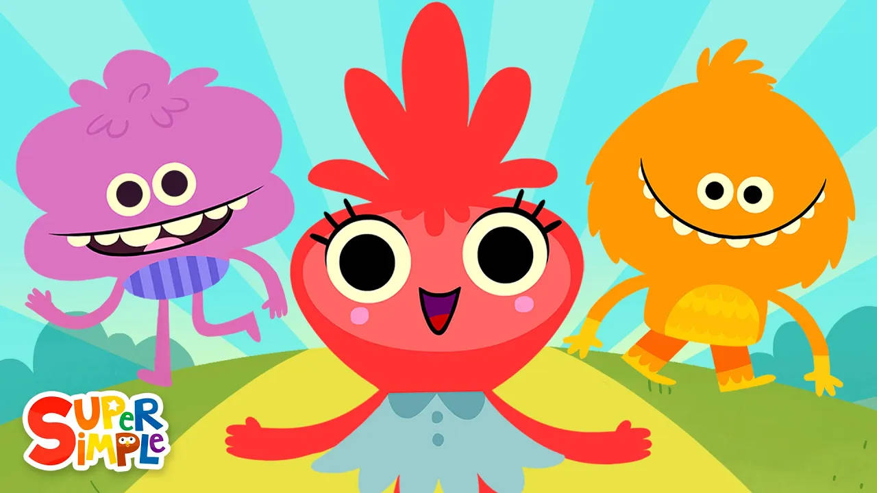 Vibrant Monsters Enjoying Music In Super Simple Songs Wallpaper